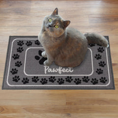 Pawfect Paw Print Grey Pet Mat