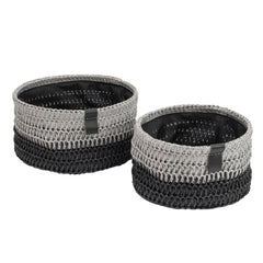 Kenzi Set of 2 Light Grey Round Storage Baskets