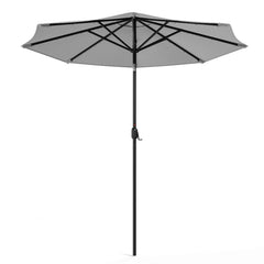 Crank and Tilt 24 Solar LED Light Grey Garden Parasol with Plastic Fillable Base 3m