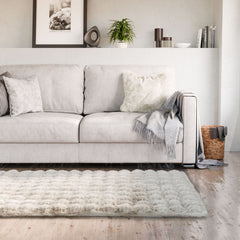 Deluxe Cream Faux Rabbit Fur Room Rug