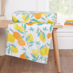 Lemon Citrus Printed Fleece Throw (130cm x 150cm)