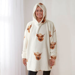 Harold Highland Cow Shetland Oversized Fleece Hoodie