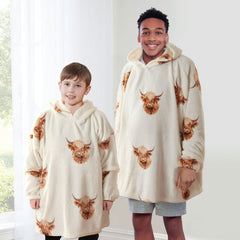 Harold Highland Cow Shetland Oversized Fleece Hoodie