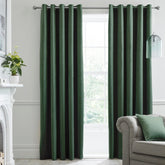Montrose Bottle Green Velvet Blackout Thermal Coated Eyelet Curtains
