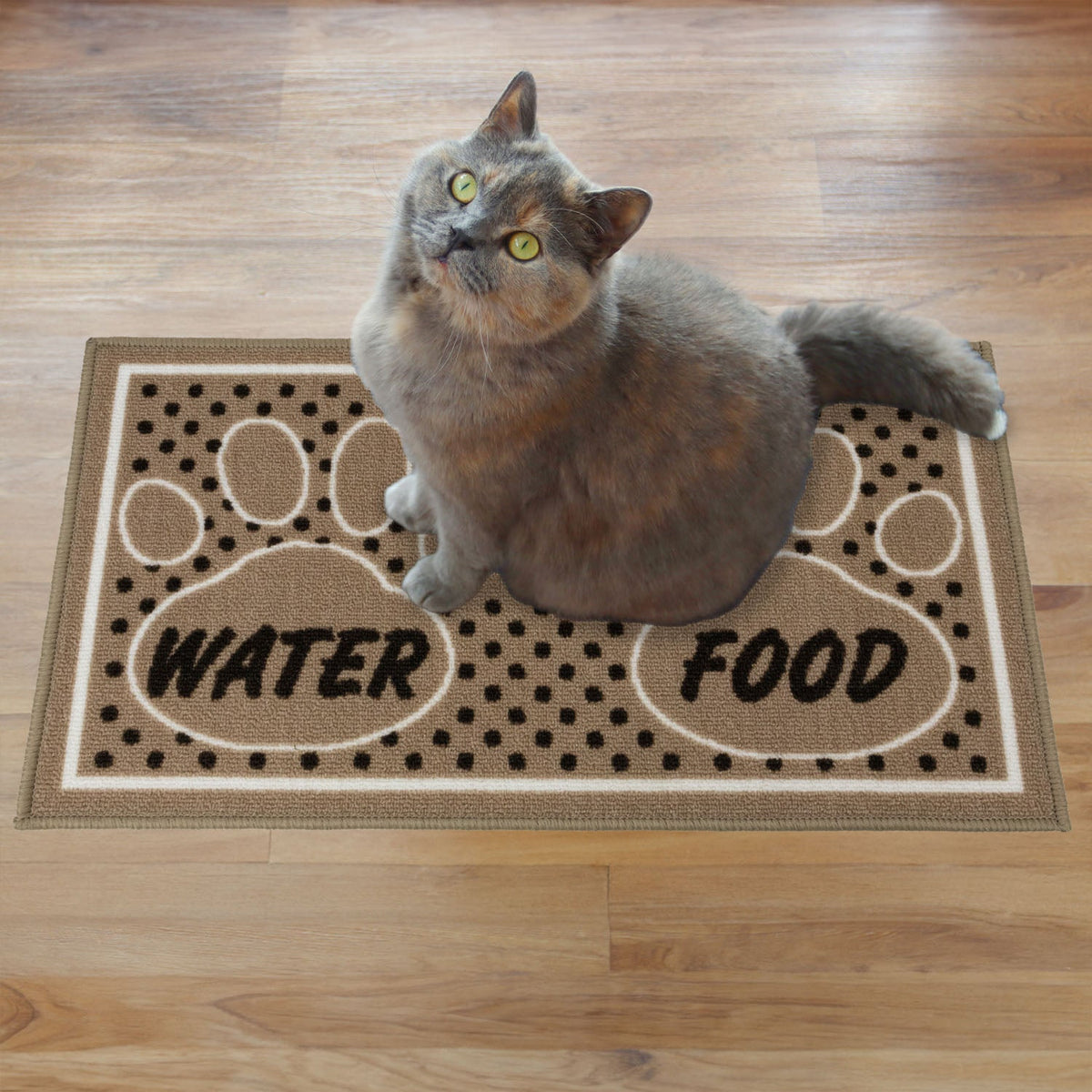 Dinner Time Paw Brown Pet Mat