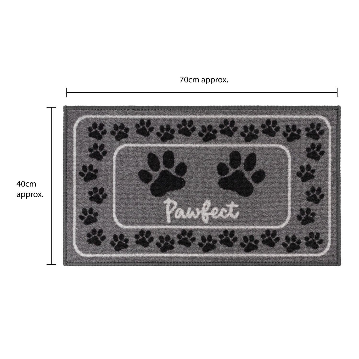 Pawfect Paw Print Grey Pet Mat