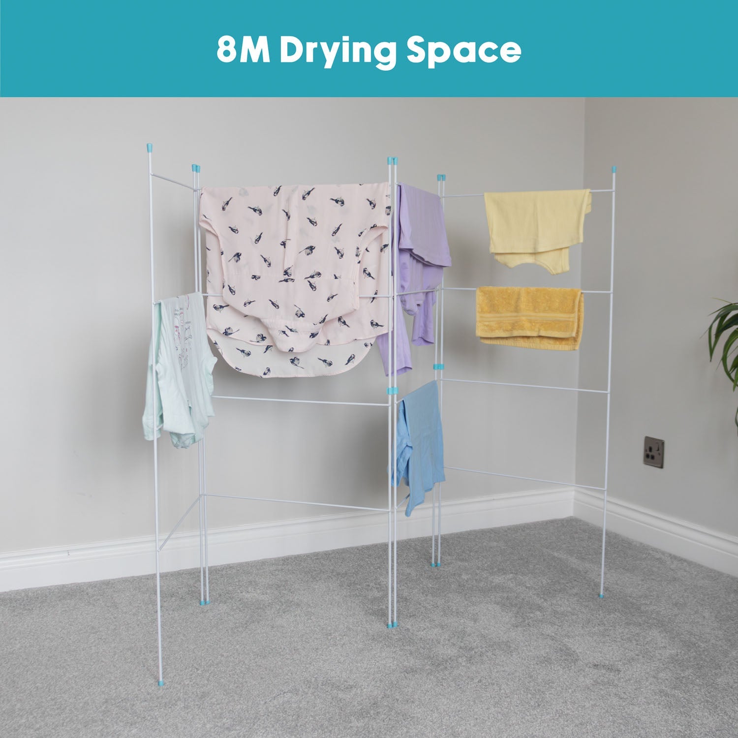 4 Fold Clothes Airer 8m