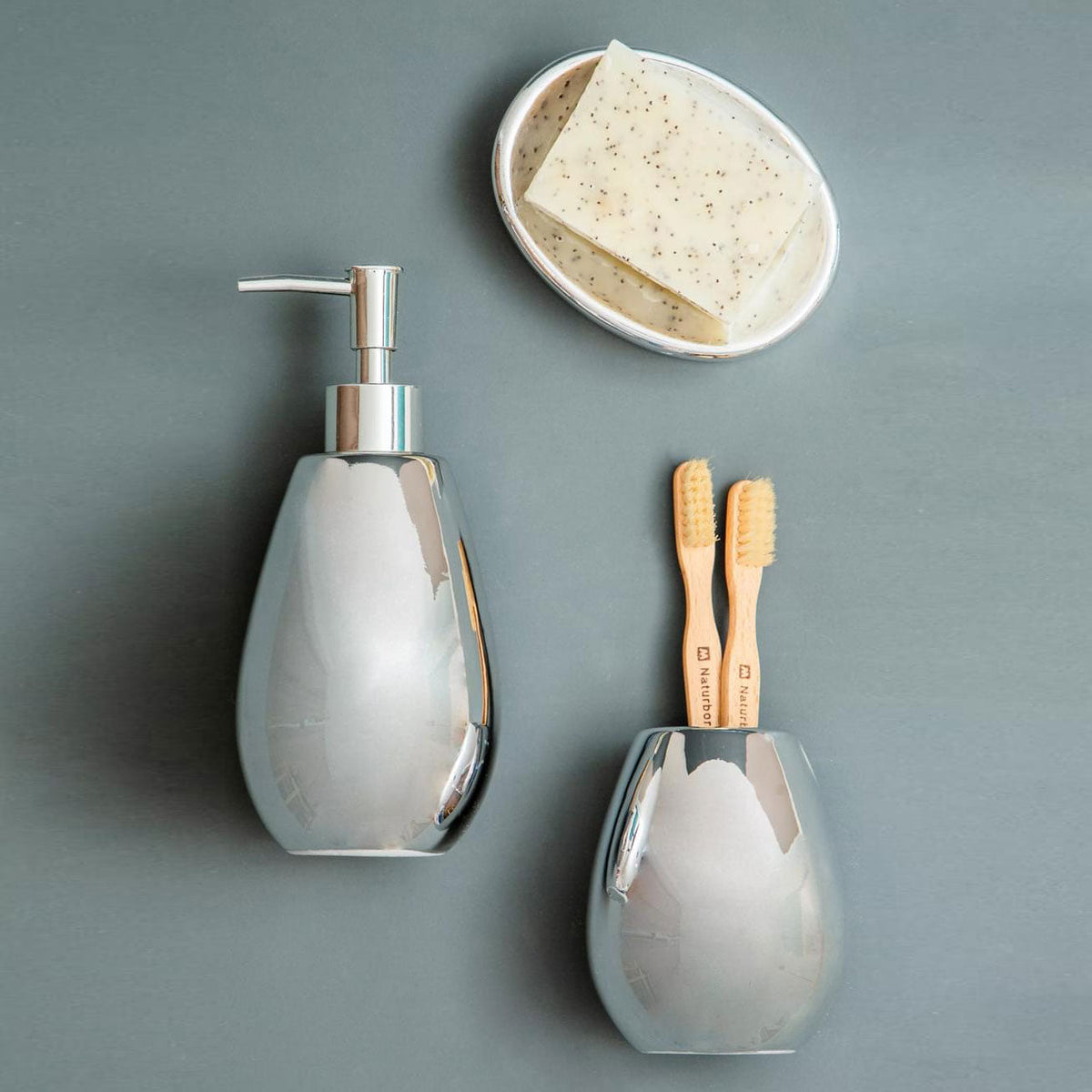 Magpie Dolomite Silver 3 Piece Bathroom Set