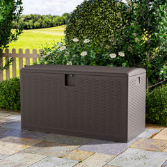 Brown Textured 375L Rattan Garden Box