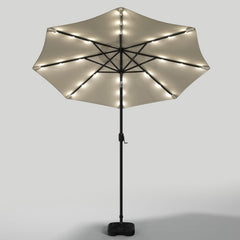 Crank and Tilt 24 Solar LED Parasol Beige with Plastic Fillable Base 3m