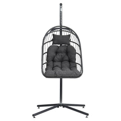 Grey Rattan Hanging Egg Chair with Cushion