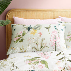 RHS Exotic Floral Green 200TC Cotton Reversible Duvet Set