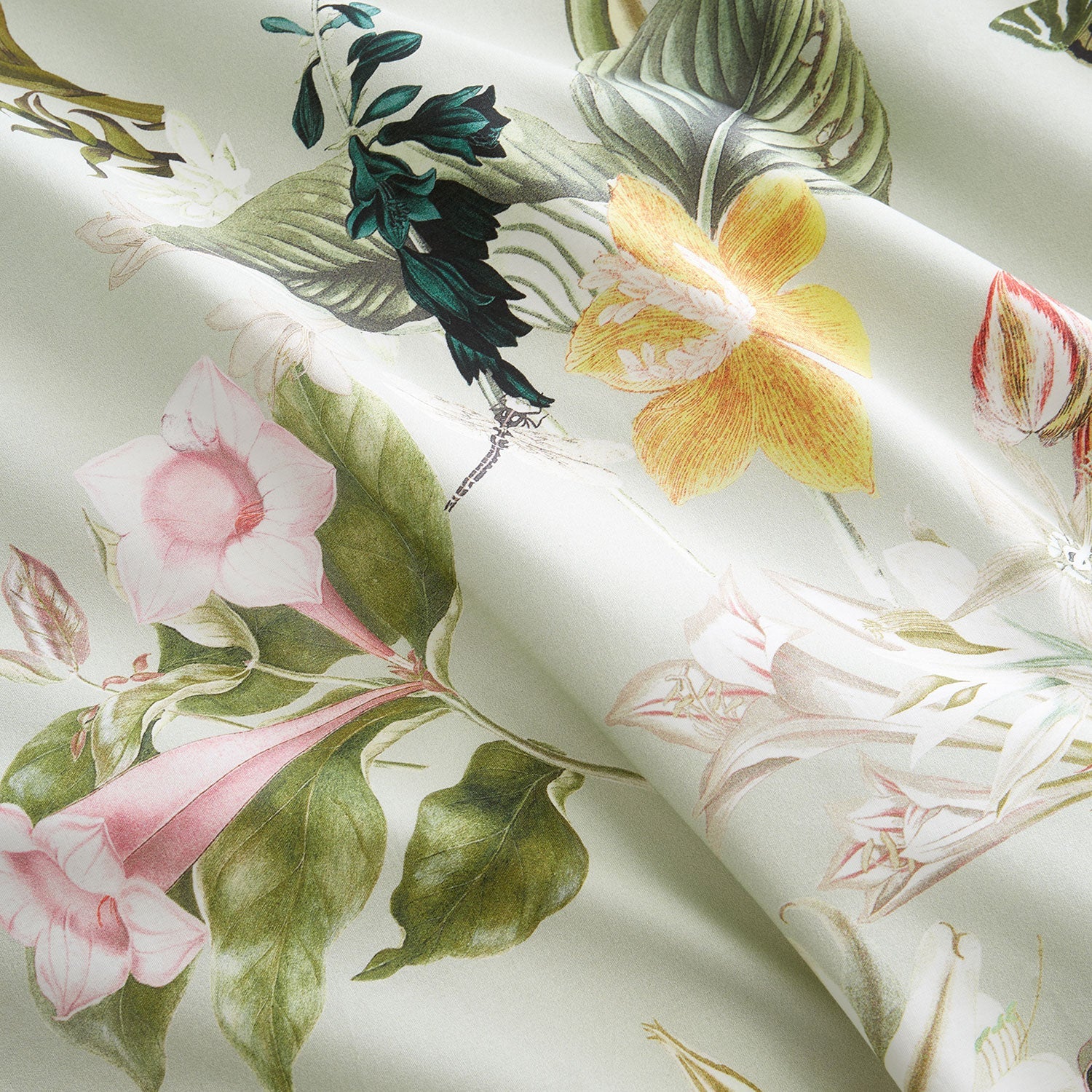 RHS Exotic Floral Green 200TC Cotton Reversible Duvet Set