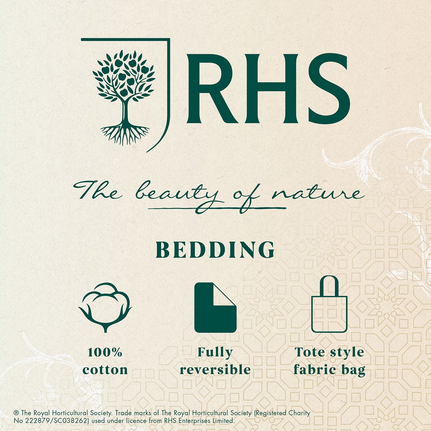 RHS Exotic Floral Green 200TC Cotton Reversible Duvet Set