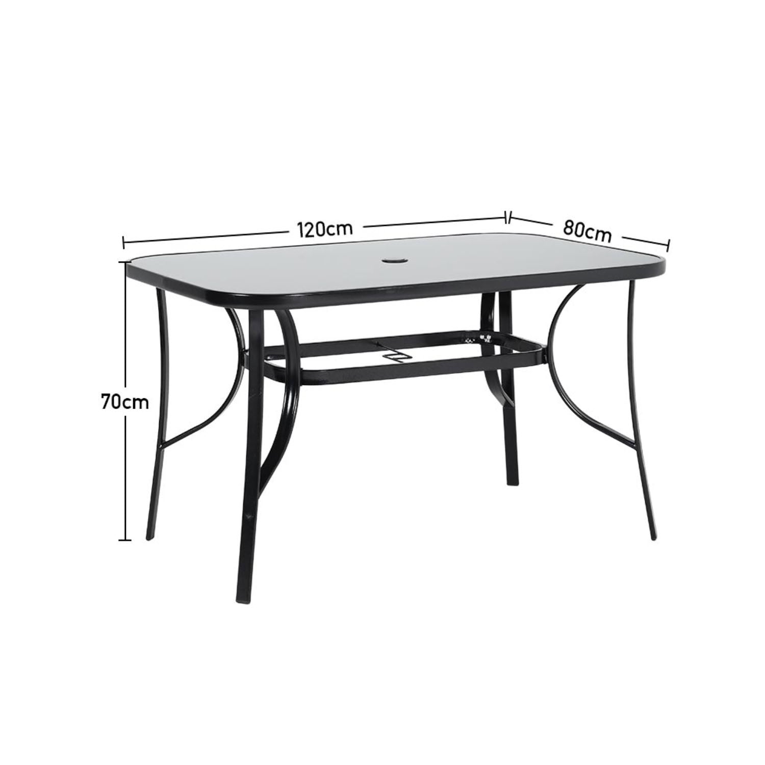 4 Seater Rectangular Garden Table With Glass Top