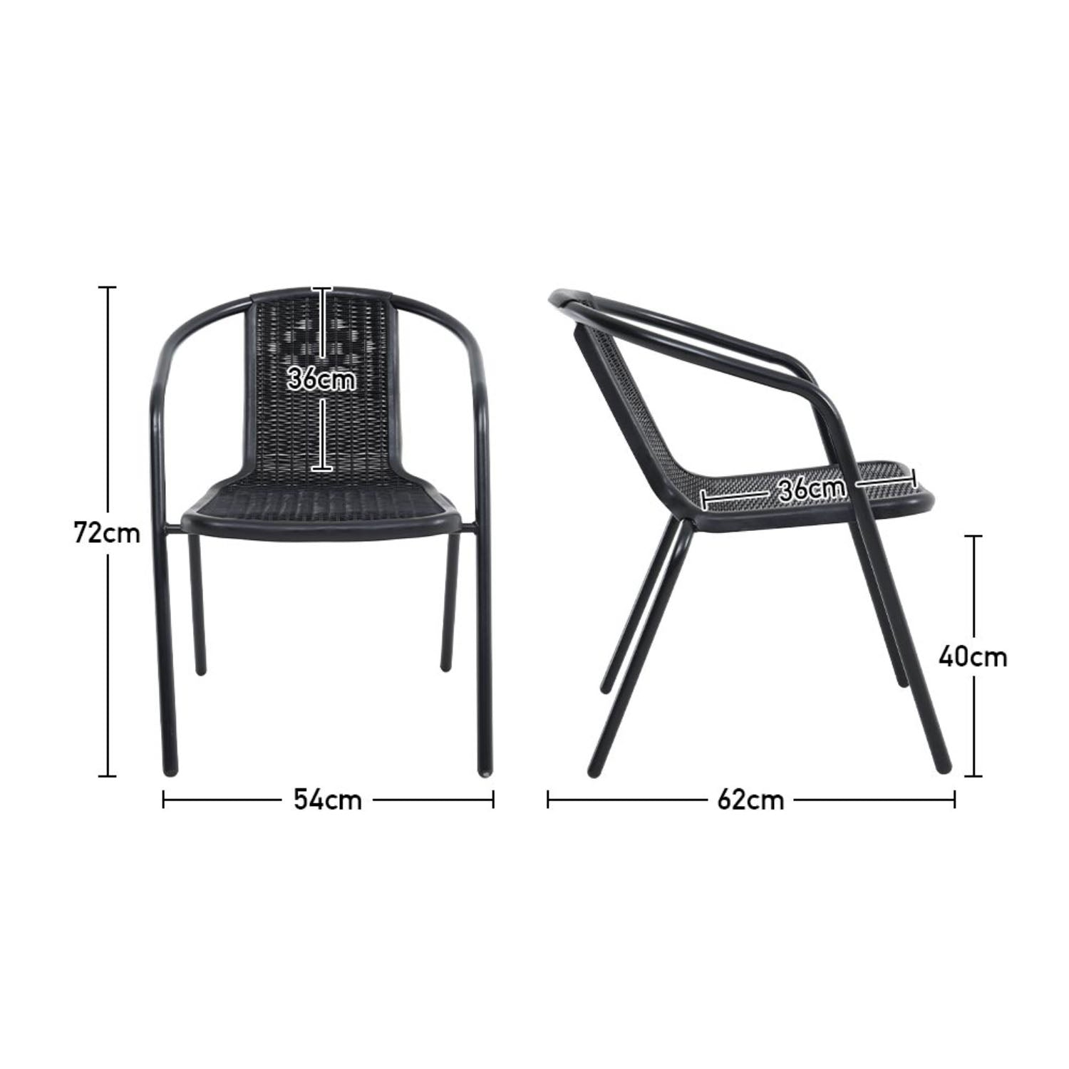 Set of 2 Black PE Rattan Stacking Garden Chairs