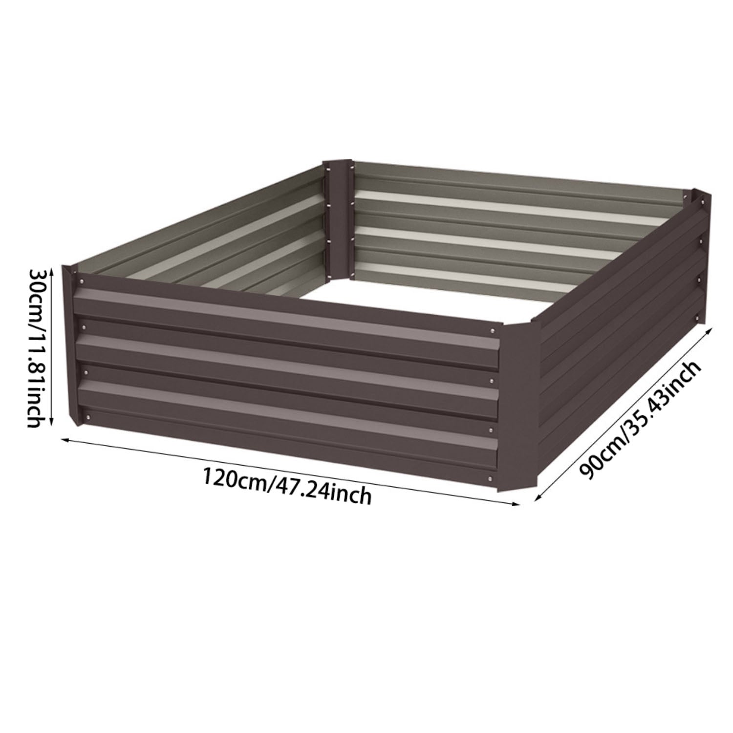 Rectangle Raised Brown Galvanized Steel Garden Bed (120cm x 90cm)
