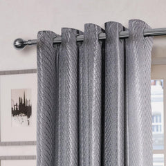 Aura Charcoal Jacquard Eyelet Curtains