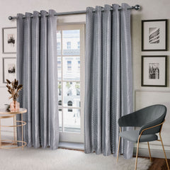 Aura Charcoal Jacquard Eyelet Curtains