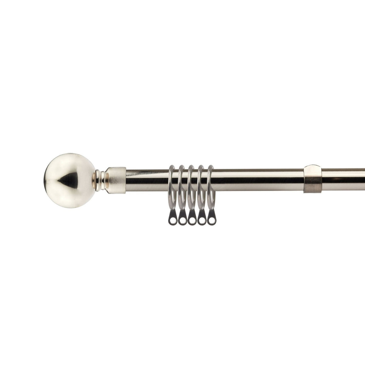 Brushed Silver Ball Extendable Heavy Duty Curtain Pole