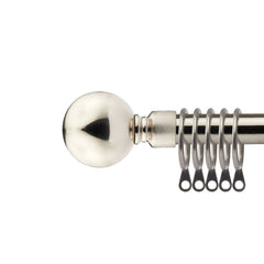 Brushed Silver Ball Extendable Heavy Duty Curtain Pole