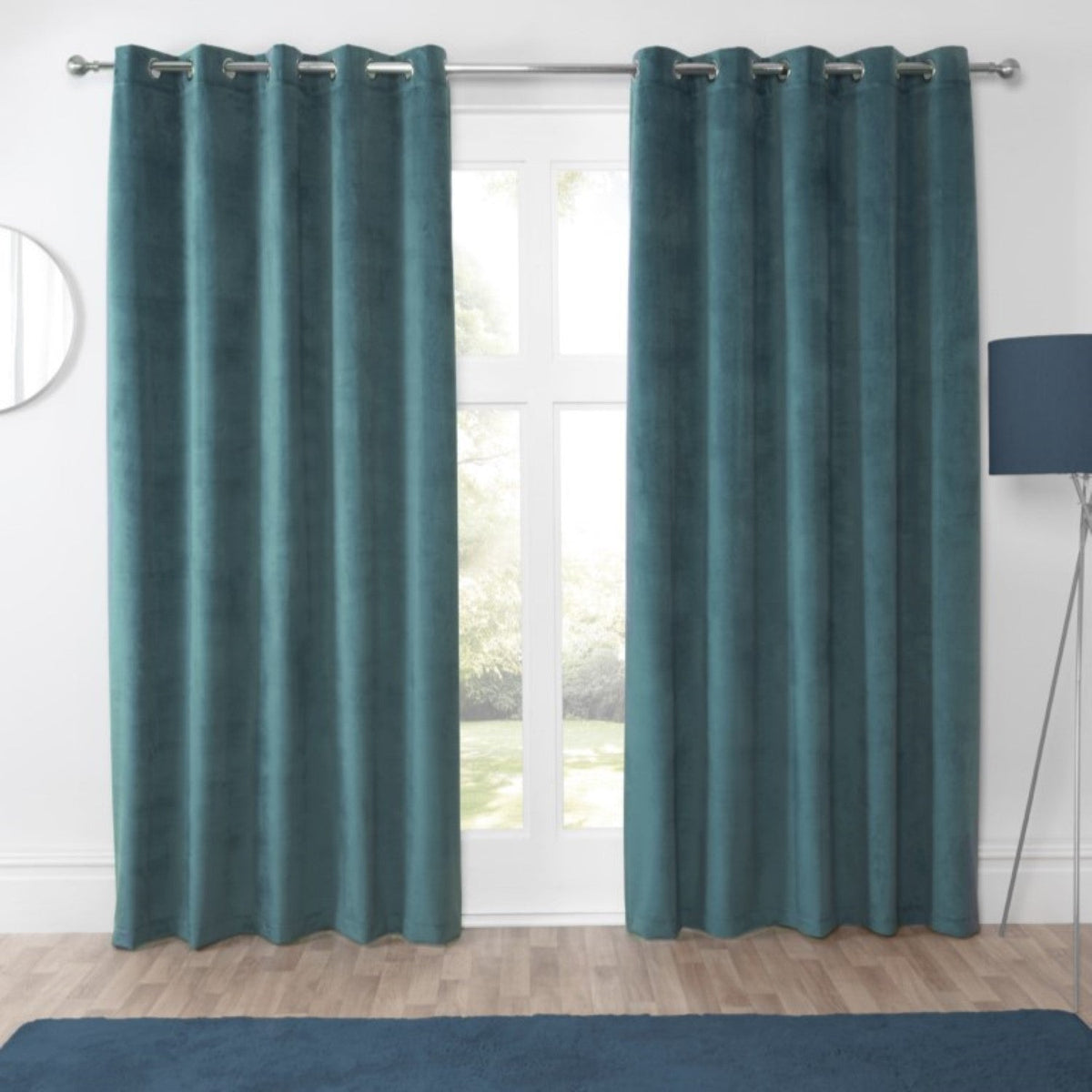 Casa Blue Blackout Eyelet Curtains