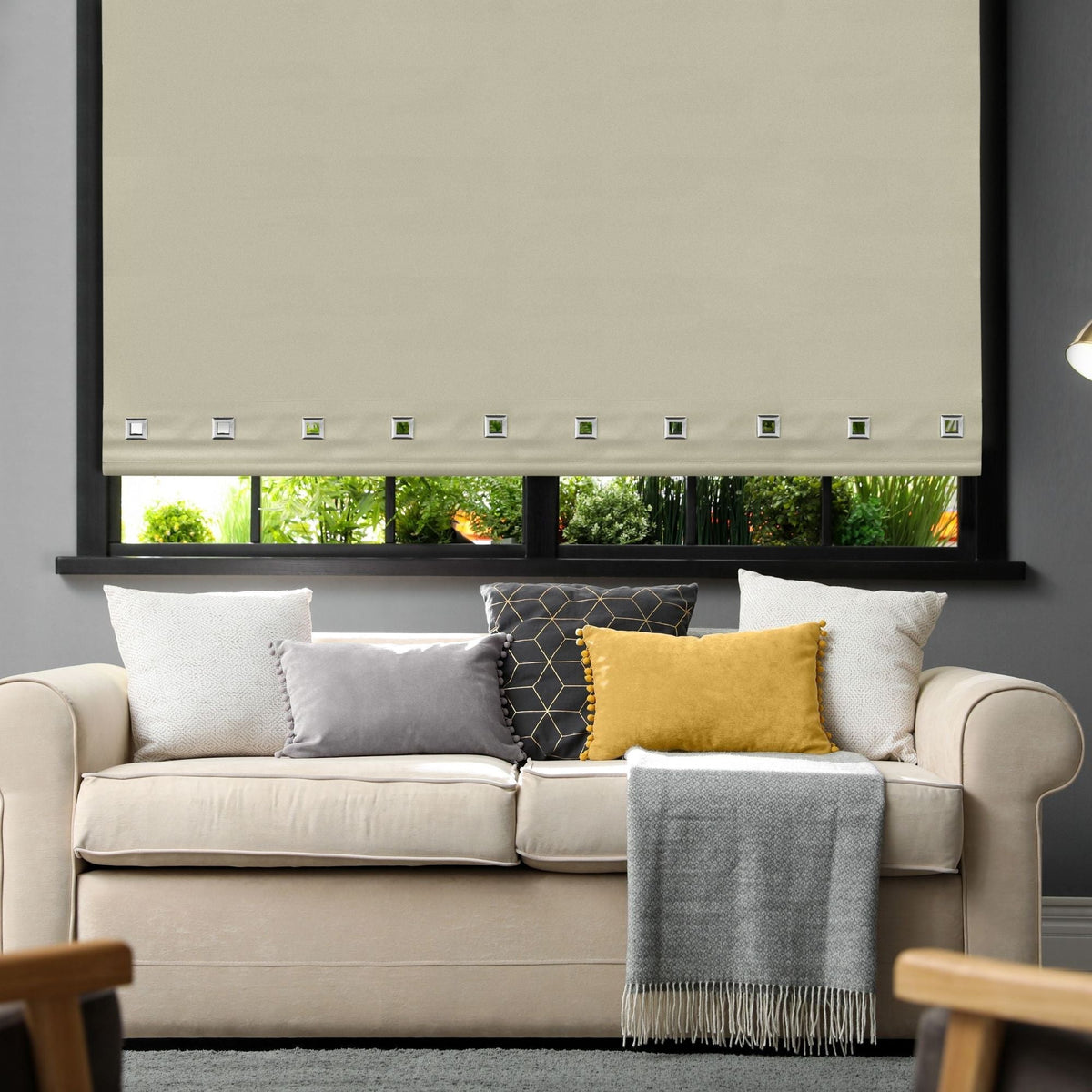 Cream Square Eyelet Roller Blind