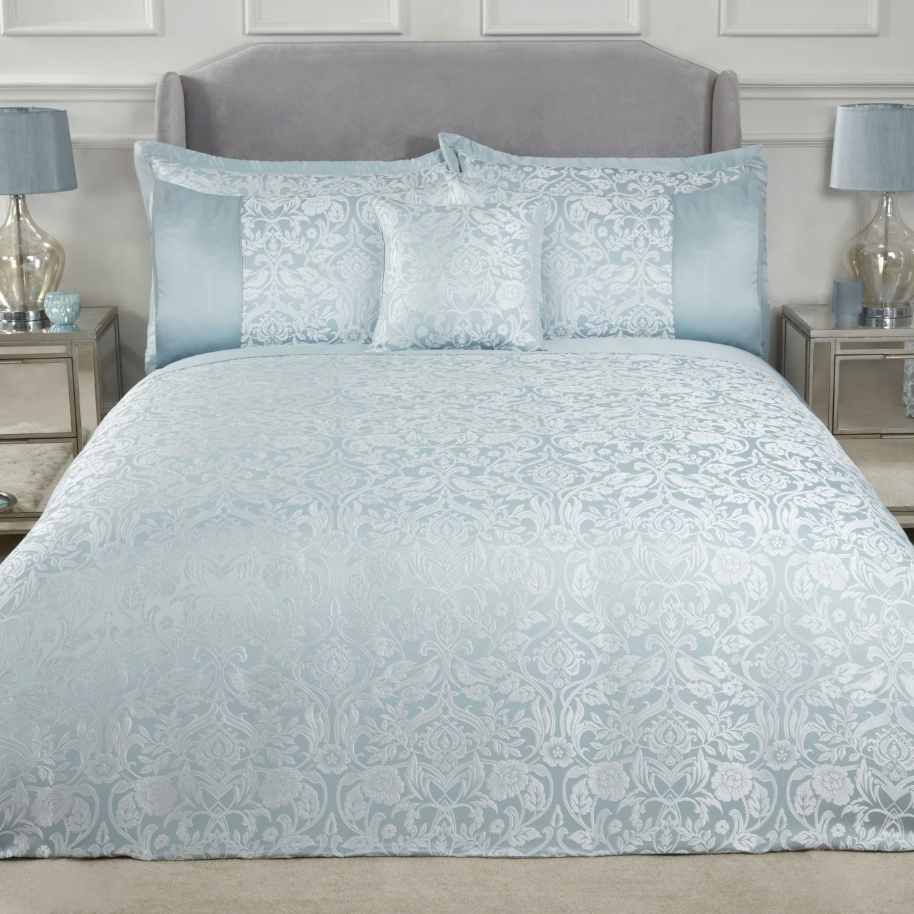 Eden Duckegg Embellished Jacquard Duvet Set
