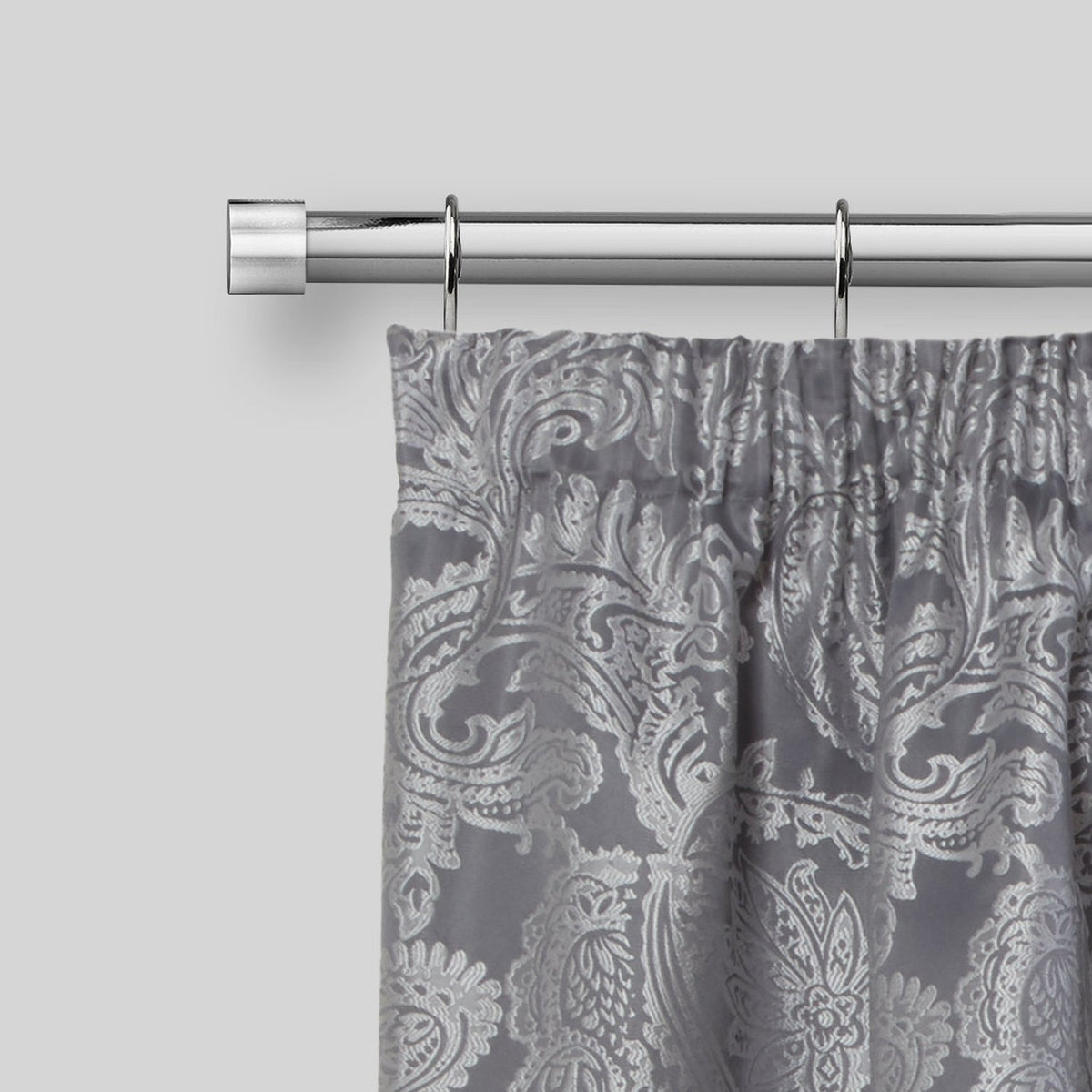 Chrome Full Stop Extendable Curtain Pole with Rings