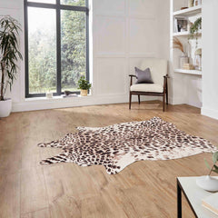 Faux Leopard Print Brown Rug
