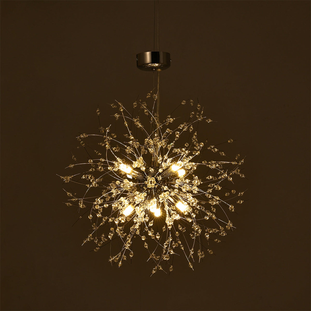 Dandelion-Style Chrome Crystal Pendant Light