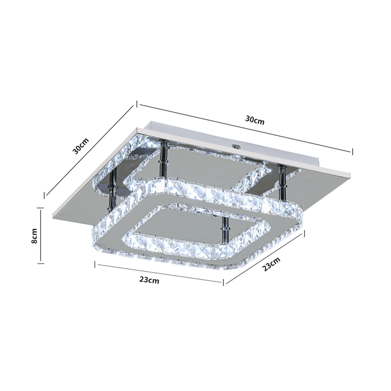 30cm Chrome Crystal LED Ceiling Light 24W