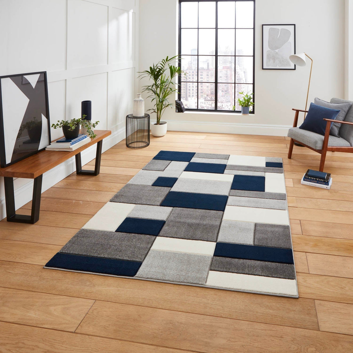 Matrix MT61 Grey/Navy Rug
