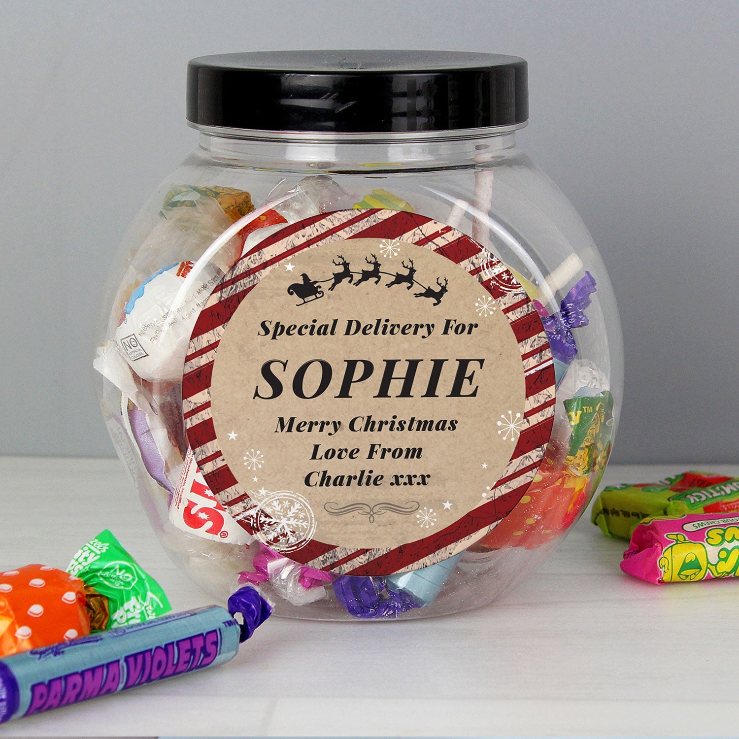 Personalised Christmas Special Delivery Sweet Jar
