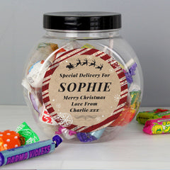 Personalised Christmas Special Delivery Sweet Jar