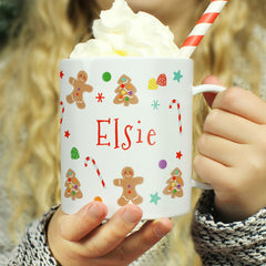 Personalised Gingerbread Christmas Plastic Mug