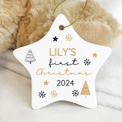 Personalised First Christmas Star Decoration