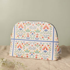 Sophia Lane Large Floral Make-Up Bag in Cream