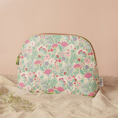 Sophia Lane Large Floral Make-Up Bag in Green