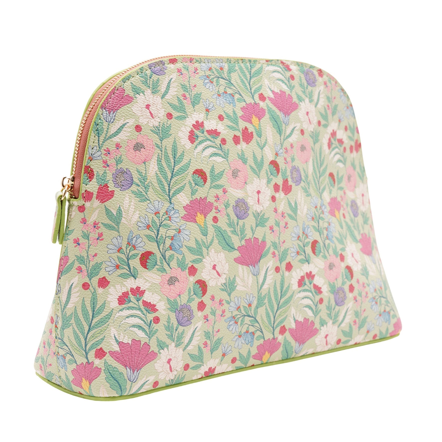 Sophia Lane Large Floral Make-Up Bag in Green