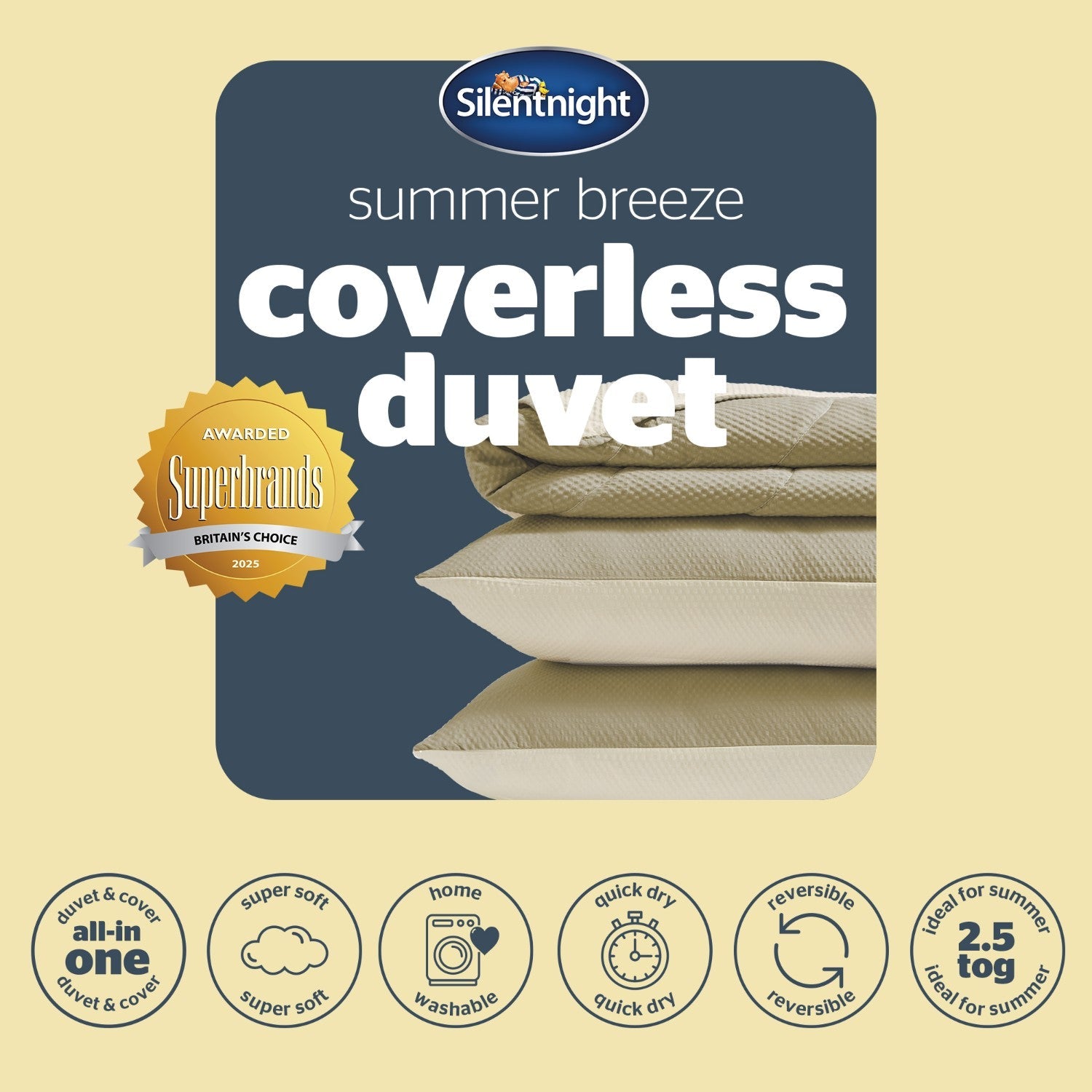 Silentnight Summer Breeze Sage Cream 2.5 Tog Coverless Duvet