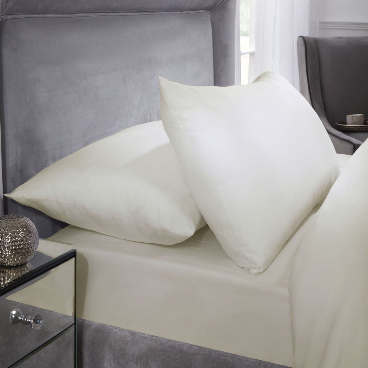 400 Thread Count Cotton Cream Deep Fitted Sheet